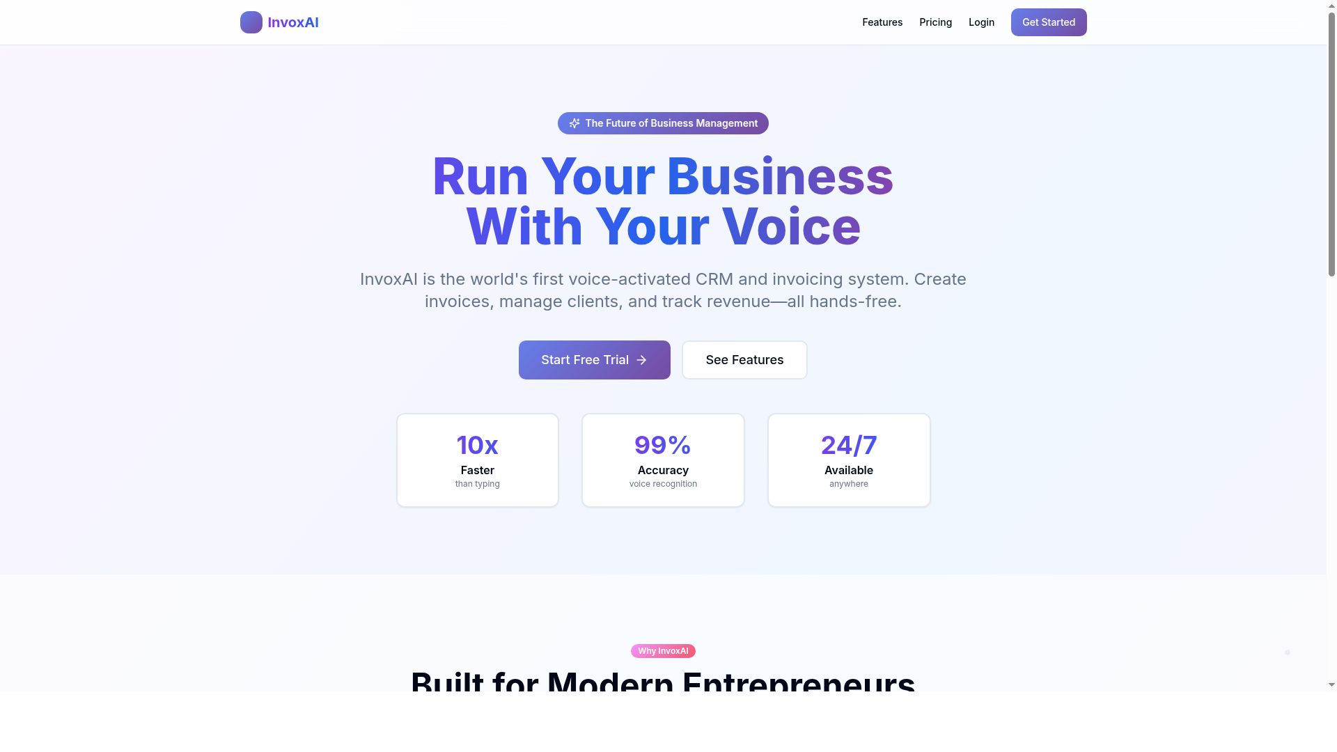 InvoxAI (VoiceInvoice CRM) preview